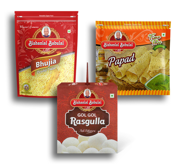 Bhujia, Papad, Rasgulla Combo